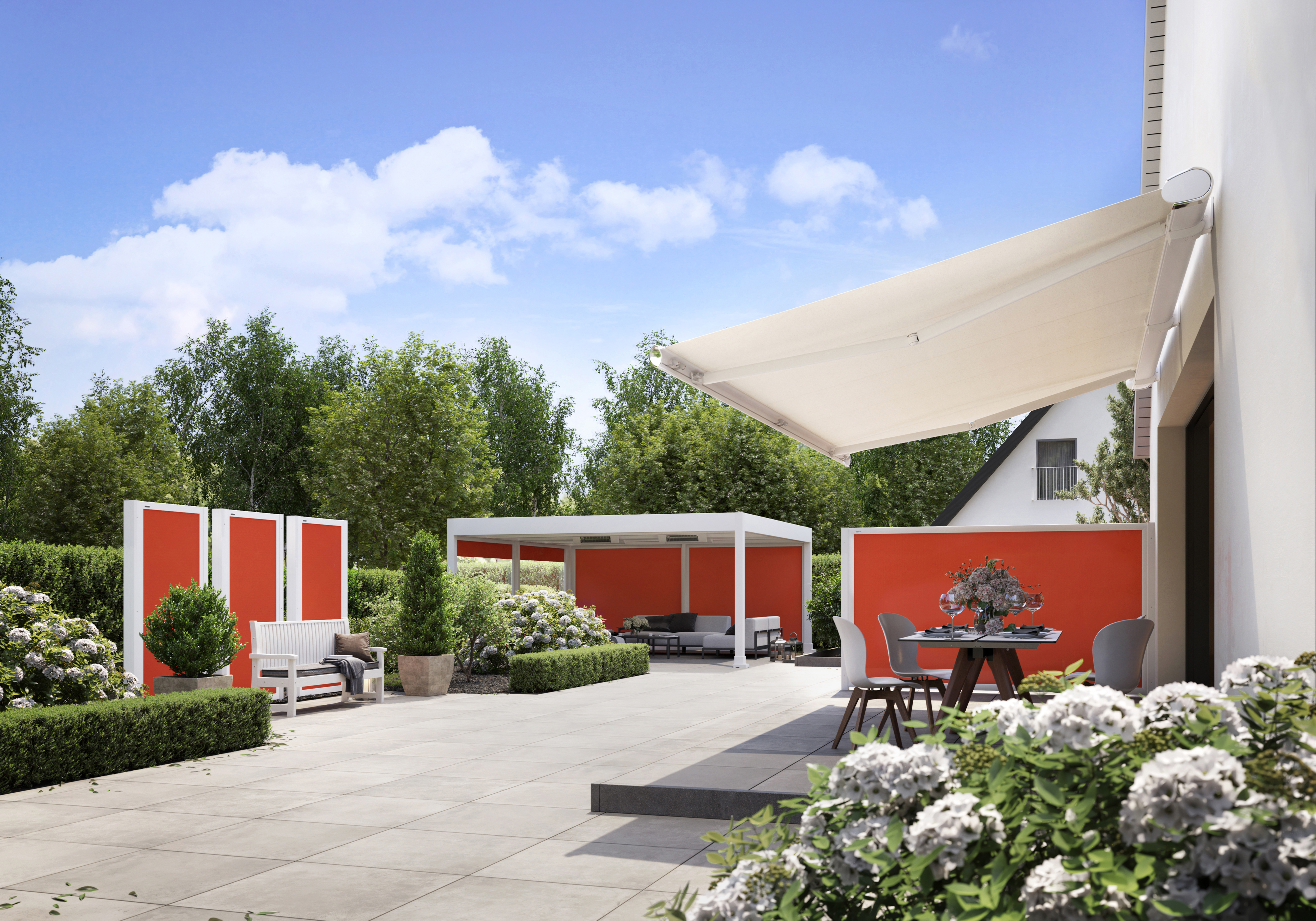 Tidyard Doppel Ausziehbare Seitenmarkise 160x600 Cm – Sichtschutz Für Balkon & Terrasse, Rot